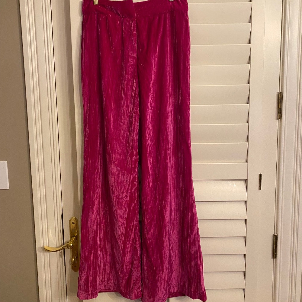 Nasty Gal Pink Velvet Trousers Size 8